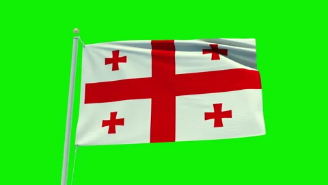 Seamless loop animation of the Georgia flag on a green screen background. Stock Footage 203845568