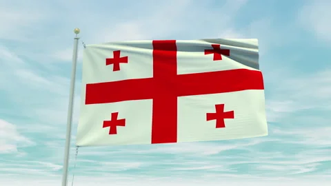 Seamless loop animation of the Georgia flag on a blue sky background. Stock Footage 211108352
