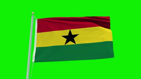Seamless loop animation of the Ghana flag on a green screen background. Stock Footage 203844398