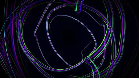 Seamless loop animation of glowing lines and morphing psychedelic patterns Stock Footage 268042545