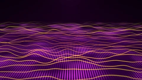Seamless loop animation of glowing purple field with yellow neon waves Stock Footage 271627791