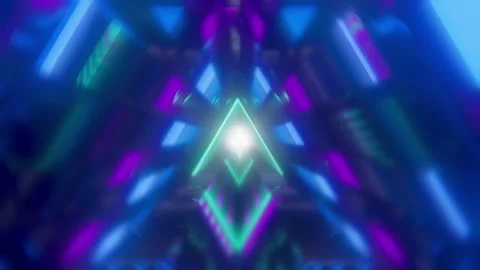 Seamless Loop Animation Glowing Triangular Tunnel Stock Footage 321810518