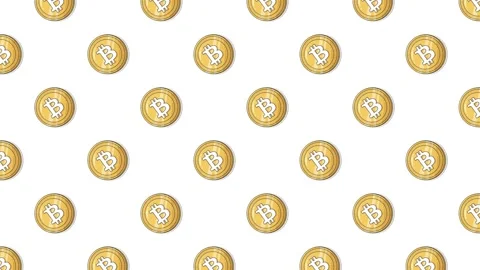 Seamless loop animation of golden 2D cartoon Bitcoin coins Stock Footage 325721625