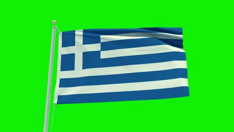 Seamless loop animation of the Greece flag on a green screen background. Stock Footage 203844717