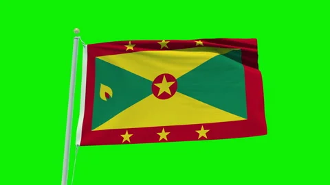 Seamless loop animation of the Grenada flag on a green screen background. Stock Footage 203845270