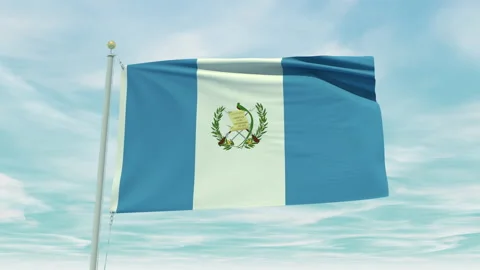 Seamless loop animation of the Guatemala flag on a blue sky background. Stock Footage 211139598