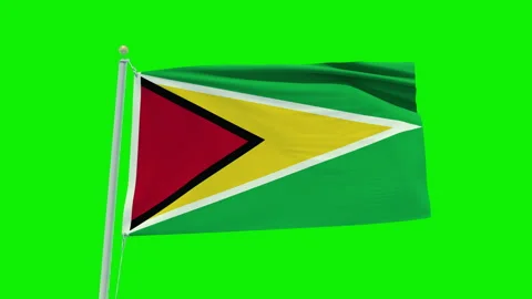 Seamless loop animation of the Guyana flag on a green screen background. Stock Footage 203845344