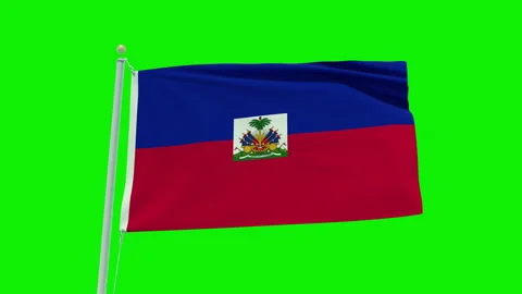 Seamless loop animation of the Haiti flag on a green screen background. Stock Footage 203843139