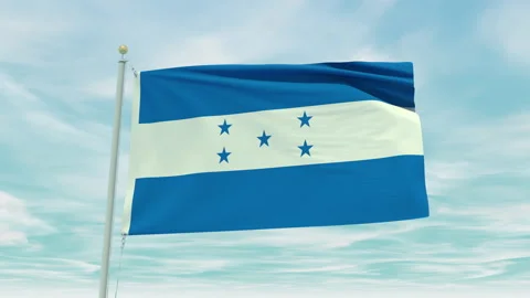 Seamless loop animation of the Honduras flag on a blue sky background. Stock Footage 211139126