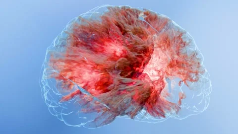 Seamless loop animation of a human brain with glowing nebula, data streams Stock-Footage 347093384