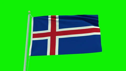Seamless loop animation of the Iceland flag on a green screen background. Stock Footage 203843566