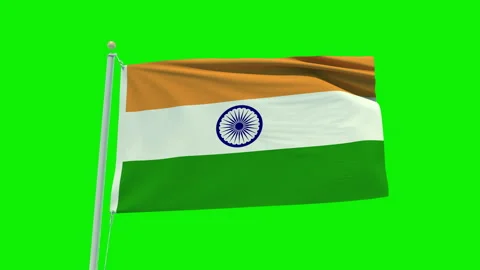 Seamless loop animation of the India flag on a green screen background. Stock Footage 203845639