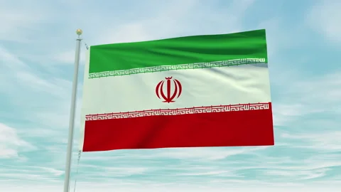 Seamless loop animation of the Iran flag on a blue sky background. Stock Footage 233726503