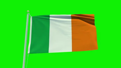 Seamless loop animation of the Ireland flag on a green screen background. Stock Footage 203845685