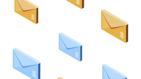 Seamless loop animation of isometric email envelopes in blue and brown colo.. Stock Footage 334266118