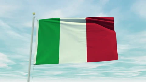 Seamless loop animation of the Italy flag on a blue sky background. Stock Footage 211132783
