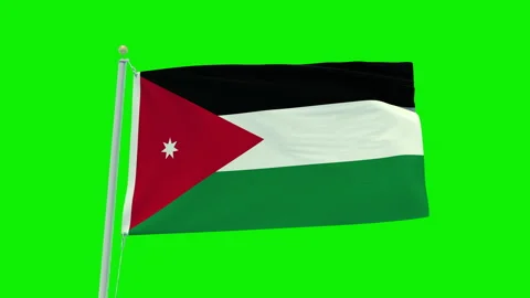 Seamless loop animation of the Jordan flag on a green screen background. Stock Footage 203854805