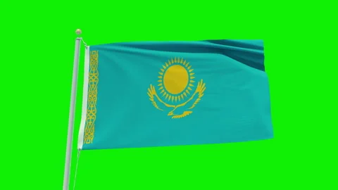 Seamless loop animation of the Kazakhstan flag on a green screen background Stock Footage 211109633