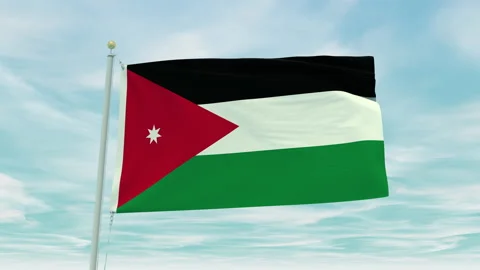 Seamless loop animation of the Kazakhstan flag on a blue sky background. Stock Footage 211115366