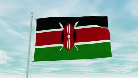 Seamless loop animation of the Kenya flag on a blue sky background. Stock Footage 211113632