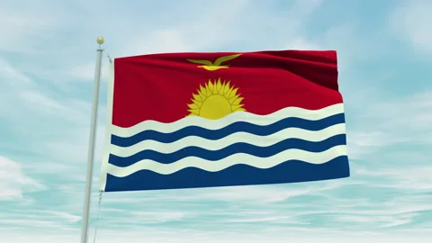 Seamless loop animation of the Kiribati flag on a blue sky background. Stock Footage 211131381