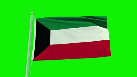 Seamless loop animation of the Kuwait flag on a green screen background. Stock Footage 203854997