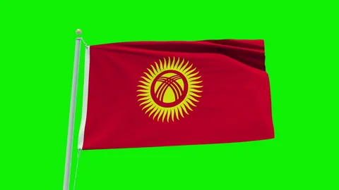 Seamless loop animation of the Kyrgyzstan flag on a green screen background. Stock Footage 203856349