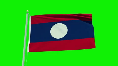 Seamless loop animation of the Laos flag on a green screen background. Stock Footage 203854541