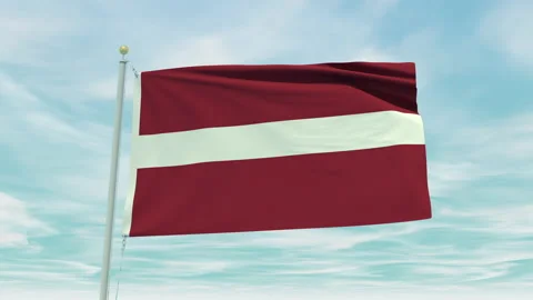 Seamless loop animation of the Latvia flag on a blue sky background. Stock Footage 211117171