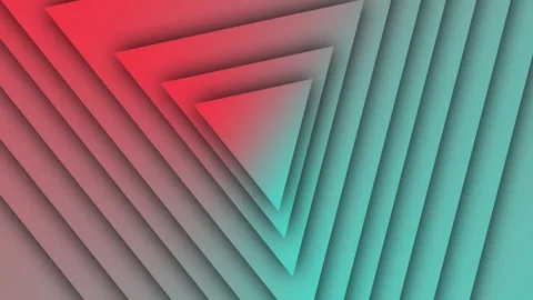 A seamless loop animation of layered triangles with a red and cyan gradient. Stock Footage 315777523