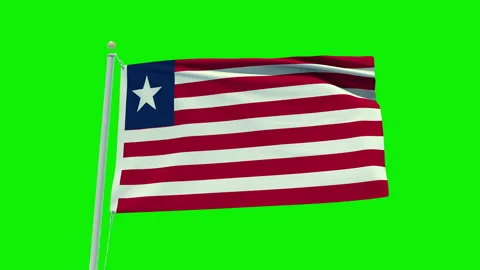 Seamless loop animation of the Liberia flag on a green screen background. Stock Footage 203856001