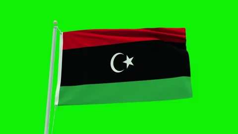 Seamless loop animation of the Libya flag on a green screen background. Stock Footage 203854498