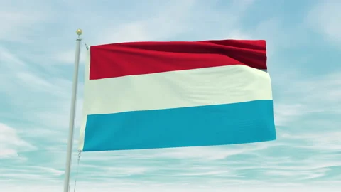 Seamless loop animation of the Luxembourg flag on a blue sky background. Stock Footage 211136054
