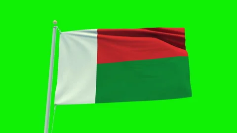 Seamless loop animation of the Madagascar flag on a green screen background. Stock Footage 203856066