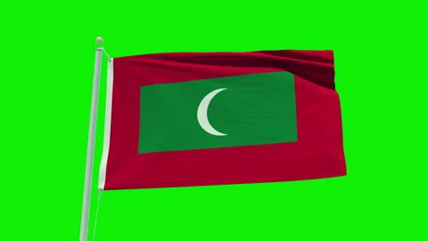 Seamless loop animation of the Maldives flag on a green screen background. Stock Footage 203854895