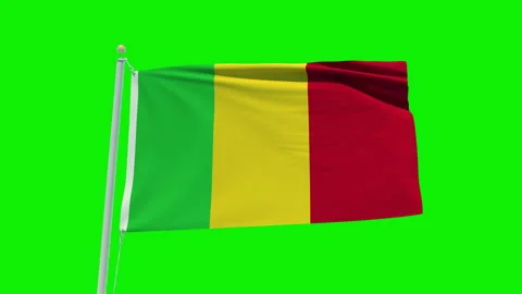 Seamless loop animation of the Mali flag on a green screen background. Stock Footage 203856470