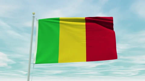 Seamless loop animation of the Mali flag on a blue sky background. Stock Footage 211135661