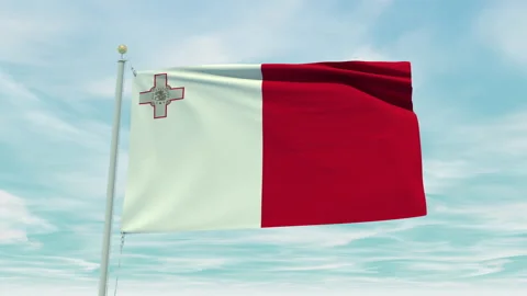 Seamless loop animation of the Malta flag on a blue sky background. Stock Footage 211130159