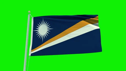 Seamless loop animation of the Marshall Islands flag on a green screen Stock Footage 203854836
