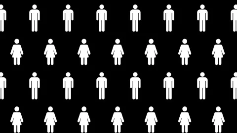 Seamless loop animation of Men and Women icons on a black background Stock Footage 279520481