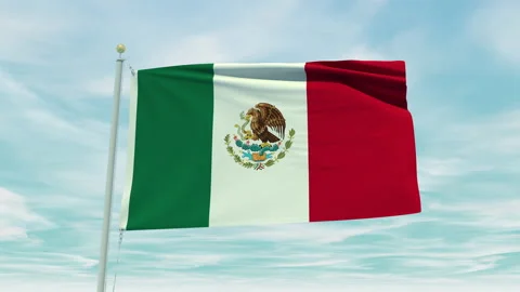 Seamless loop animation of the Mexico flag on a blue sky background. Stock Footage 211130824