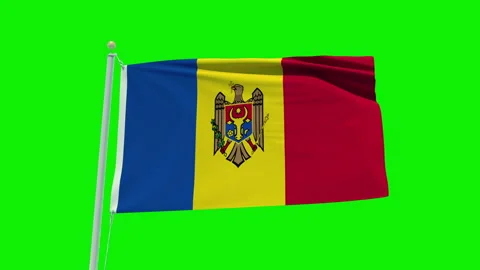 Seamless loop animation of the Moldova flag on a green screen background. Stock Footage 203856208