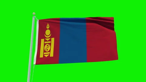 Seamless loop animation of the Mongolia flag on a green screen background. Stock Footage 203854962