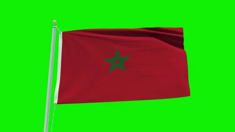 Seamless loop animation of the Morocco flag on a green screen background. Stock Footage 203854848