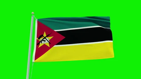Seamless loop animation of the Mozambique flag on a green screen background. Stock Footage 203855274