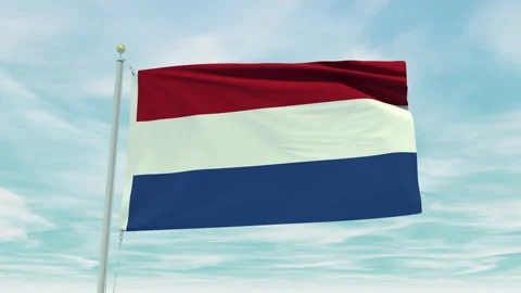 Seamless loop animation of the Netherlands flag on a blue sky background. Stock Footage 211118581