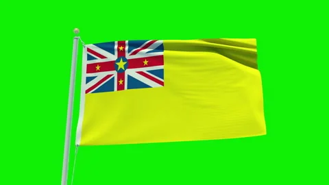Seamless loop animation of the Niue flag on a green screen background. Stock Footage 203857276
