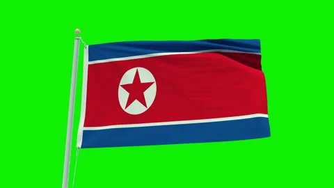 Seamless loop animation of the North Korea flag on a green screen background. Stock Footage 203855359