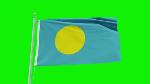 Seamless loop animation of the Palau flag on a green screen background. Stock Footage 203856367