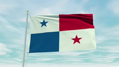 Seamless loop animation of the Panama flag on a blue sky background. Stock Footage 211132359